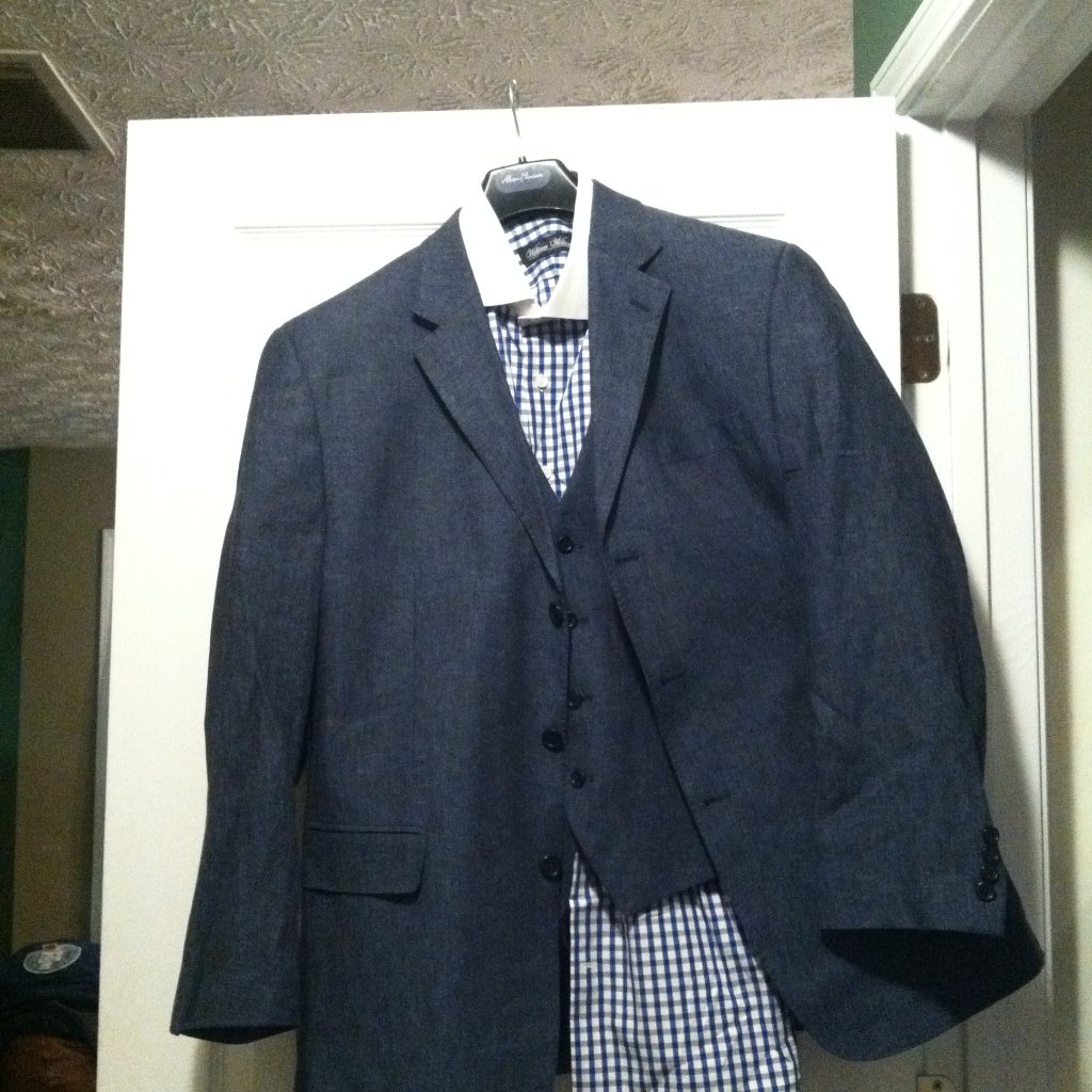 Joseph Abboud Men's Blue 55%Linen 45%Rayon 2pc Sport Coat+Vest Size: 42r